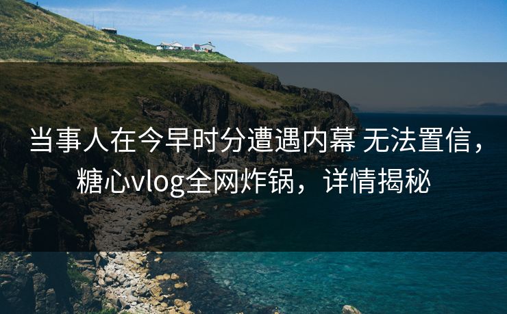 当事人在今早时分遭遇内幕 无法置信，糖心vlog全网炸锅，详情揭秘