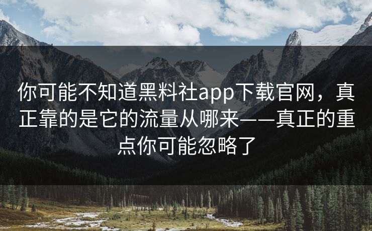 你可能不知道黑料社app下载官网，真正靠的是它的流量从哪来——真正的重点你可能忽略了