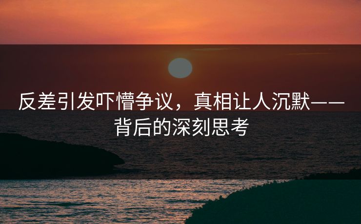 反差引发吓懵争议，真相让人沉默——背后的深刻思考
