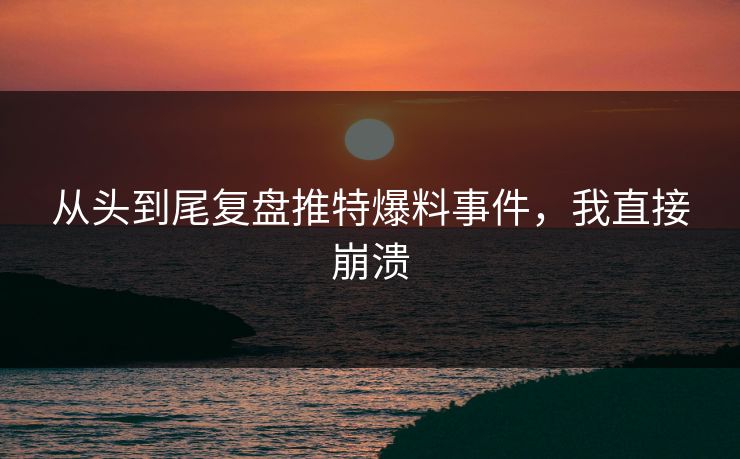 从头到尾复盘推特爆料事件，我直接崩溃