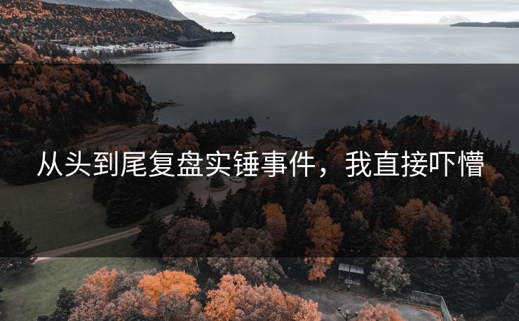 从头到尾复盘实锤事件，我直接吓懵