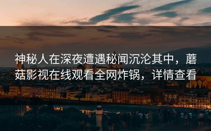 神秘人在深夜遭遇秘闻沉沦其中，蘑菇影视在线观看全网炸锅，详情查看
