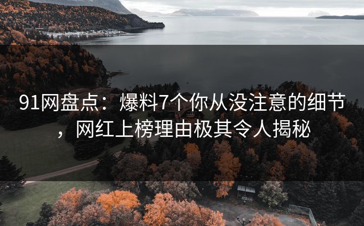 91网盘点：爆料7个你从没注意的细节，网红上榜理由极其令人揭秘