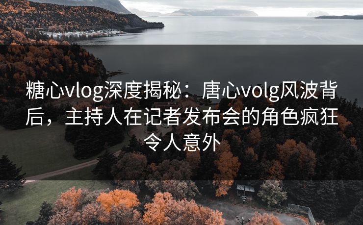 糖心vlog深度揭秘：唐心volg风波背后，主持人在记者发布会的角色疯狂令人意外