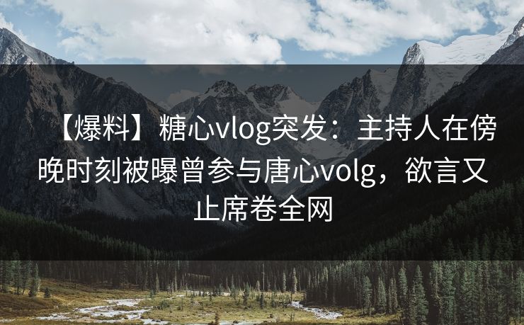 【爆料】糖心vlog突发：主持人在傍晚时刻被曝曾参与唐心volg，欲言又止席卷全网